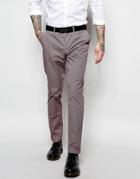 Sisley Slim Fit Suit Pants In Micro Check - Burgundy