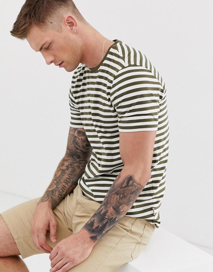Only & Sons Short Sleeve T-shirt In Stripe - Green