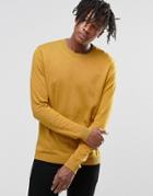 Asos Crew Neck Sweater In Yellow Cotton - Yellow Gold