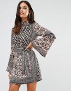 Jessica Wright Mixed Print Long Sleeve Dress - Multi