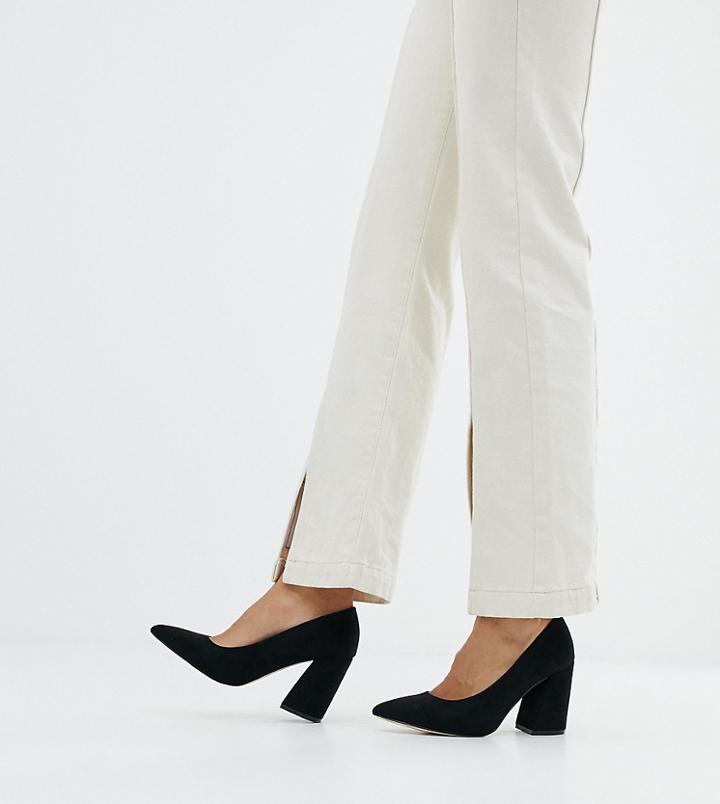 London Rebel Wide Fit Point Block Heels - Black