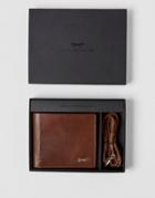 Paul Costelloe Leather Wallet With Braided Bracelet Gift Set - Tan