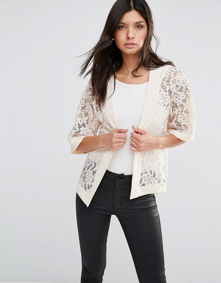 Little Mistress Lace Blazer - Cream