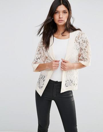 Little Mistress Lace Blazer - Cream