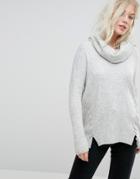 Miss Selfridge Slouchy Cowl Neck Sweater - Gray