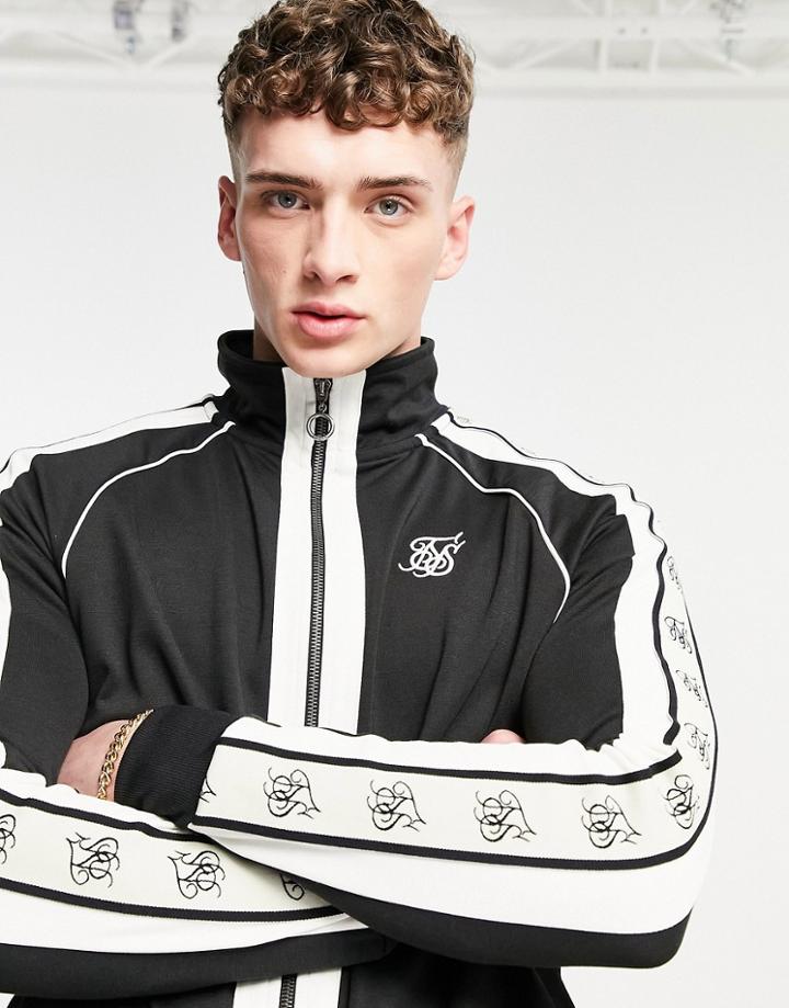 Siksilk Premium Tape Funnel Zip Sweatshirt In Black