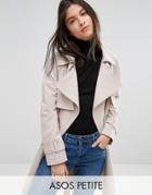 Asos Petite Trench With Waterfall Detail - Pink