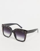 Quay Icy Oversized Sunglasses In Black With Studs