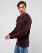 Brave Soul Chunky Cable Knit Sweater - Red