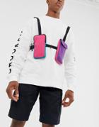 Asos Design Chest Harness Bag In Purple And Pink Color Block