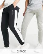 Jack & Jones Originals 2 Pack Color Block Sweatpants In Black & Gray-multi