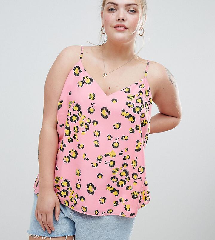 Asos Design Curve Printed Cami In Bright Animal - Multi