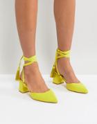 Raid Kiley Yellow Mid Heeled Tassel Shoes - Yellow