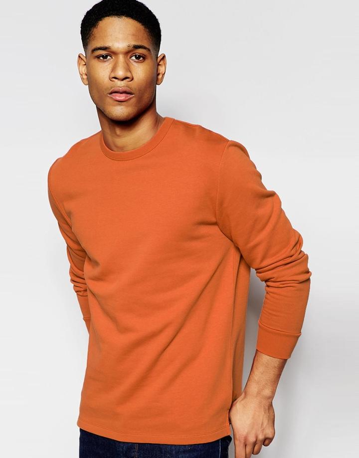 Asos Sweatshirt In Orange - Burnt Orange