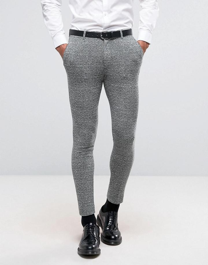 Asos Super Skinny Suit Pants In Green And Gray Jersey Twist - Green