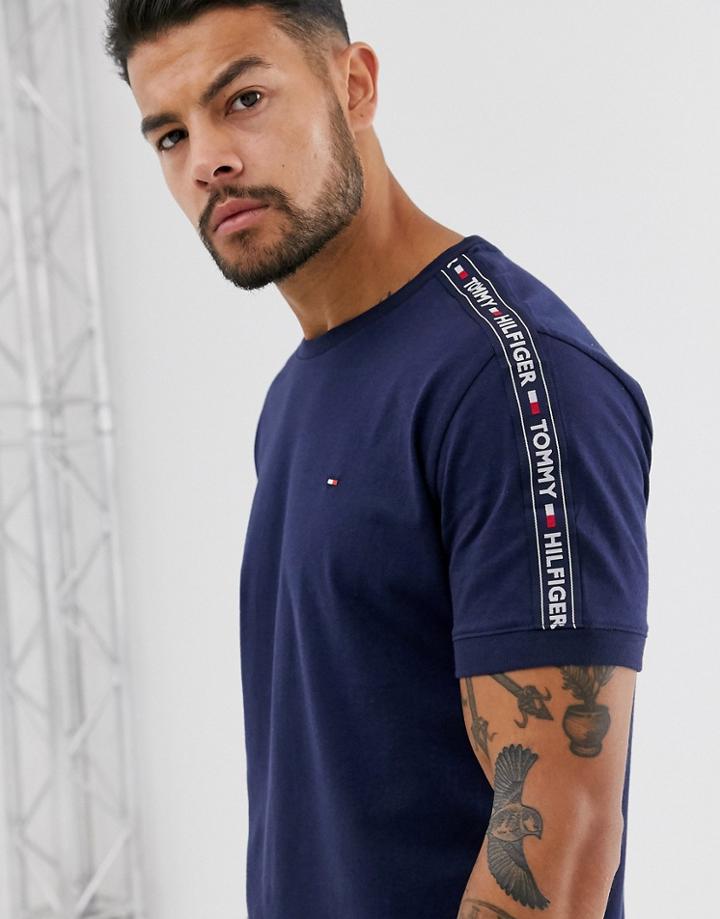 Tommy Hilfiger Authentic Lounge T-shirt Side Logo Taping In Navy