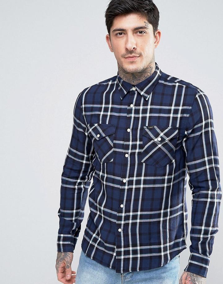 Lee Western Check Twill Shirt - Navy