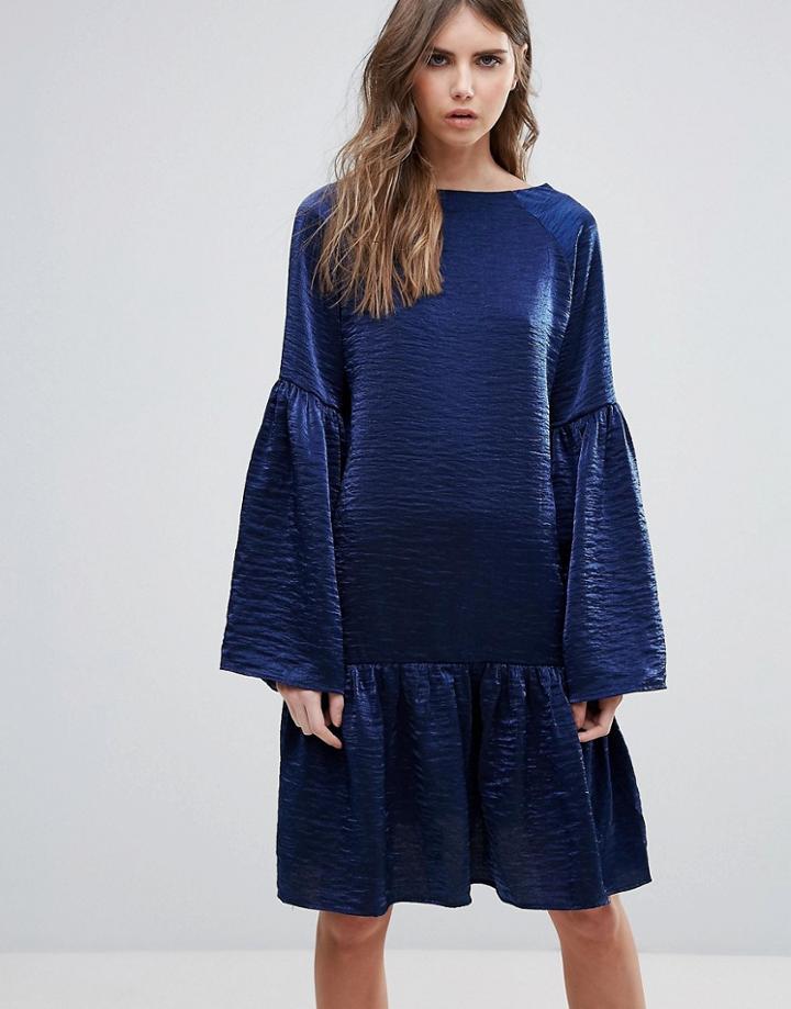 Minimum Sateen Drop Waist Dress - Blue