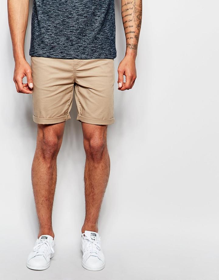 Asos Skinny Shorts In Stone - Stone