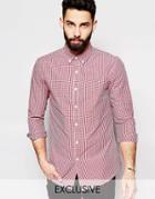 Farah Shirt With Gingham Check Slim Fit Exclusive In Red - Red