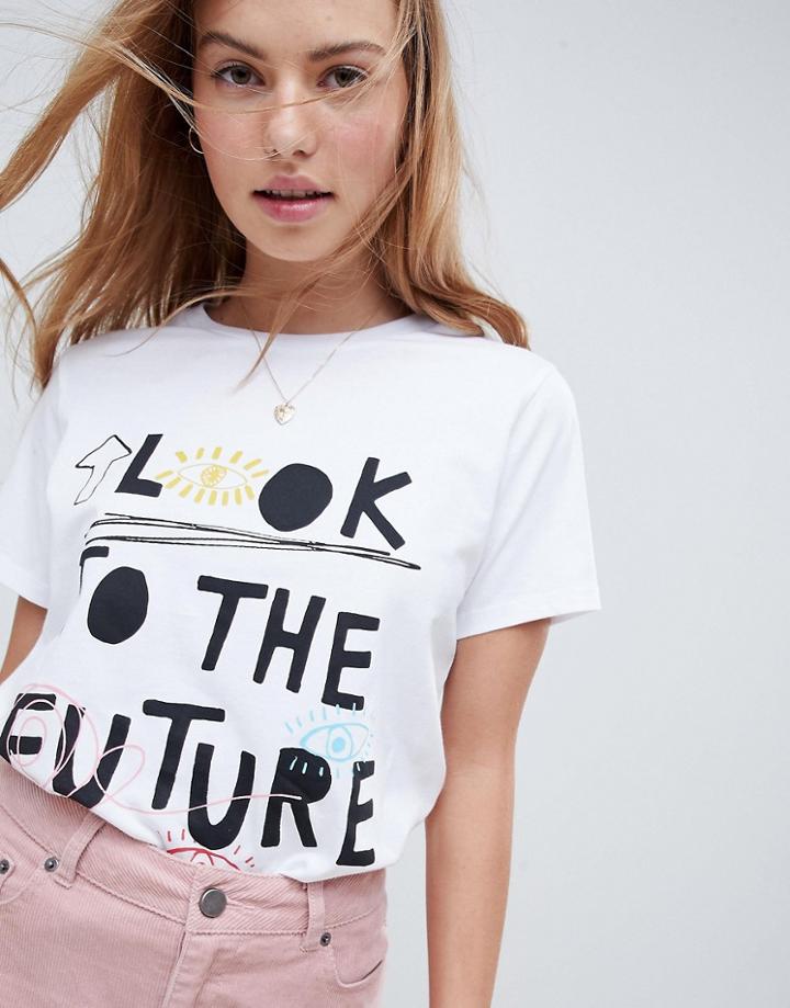 Asos Design T-shirt With Future Doodle Print - White