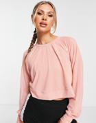Puma Training Long Sleeve Top With Mesh Sleeves In Pink Micro Print