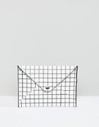 Pull & Bear Envelope Purse In Check Print - White