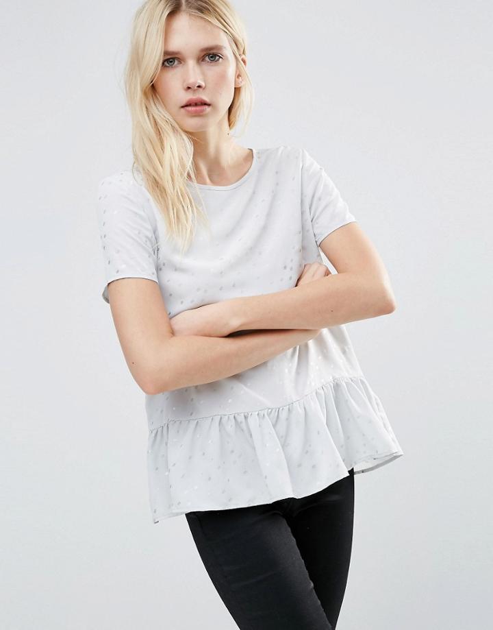 Pieces Wagna Peplum Hem Top - Gray
