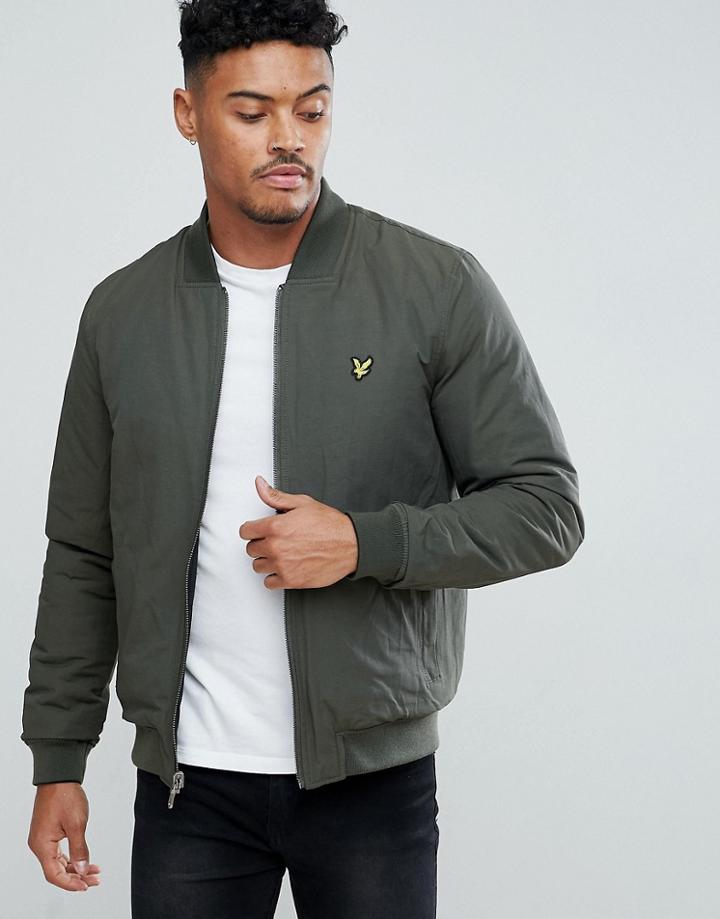 Lyle & Scott Reversible Bomber Jacket In Black/khaki - Black