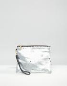 Oasis Sequin Clutch Bag - Silver