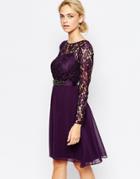Coast Lori Lee Lace Sleeved Short Dress - Grape