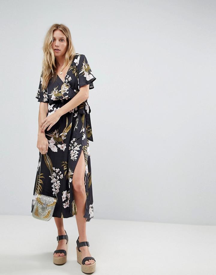 Minkpink Floral Printed Wrap Maxi Dress - Multi