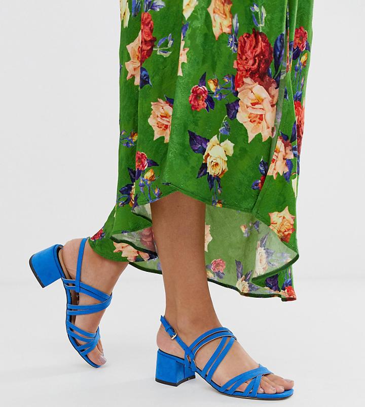 Miss Selfridge Heeled Sandals With Multi Straps In Blue