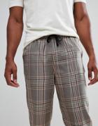 Asos Design Relaxed Skater Pants In Brown Check - Brown