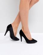 New Look Velvet Cone Heeled Shoe - Black