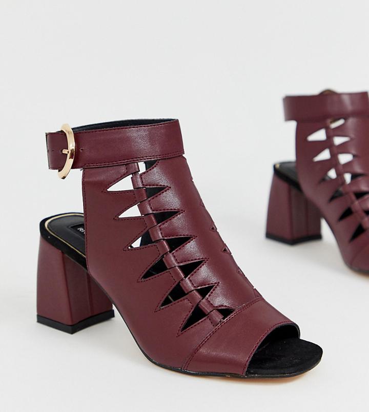 River Island Shoe Boots With Cut Out In Burgundy - Red