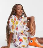 Collusion Fruit Print Revere Mini Shirt Dress-multi