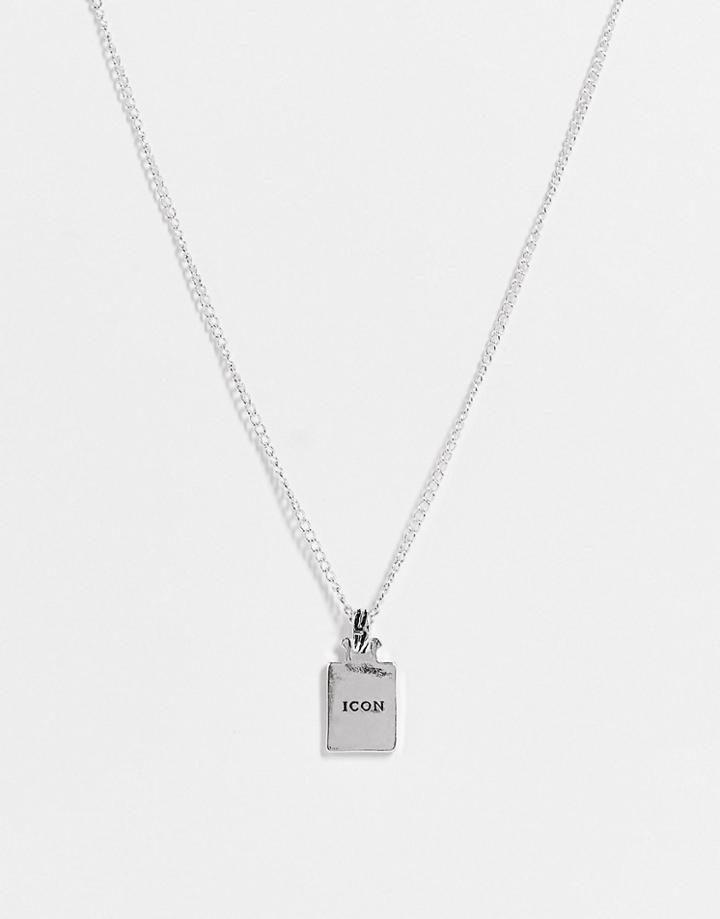 Icon Brand Black Composite Stone Pendant In Silver