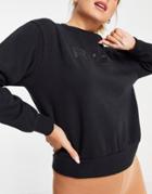 Rvca Logo Pullover Sweatshirt In Black