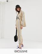 Monki Two-piece Joggers With Slogan Panel In Beige - Beige