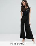 Yumi Petite Jumpsuit With Embossed Top - Black