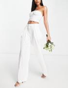 Y.a.s Bridal Satin Wide Leg Pants In White - Part Of A Set
