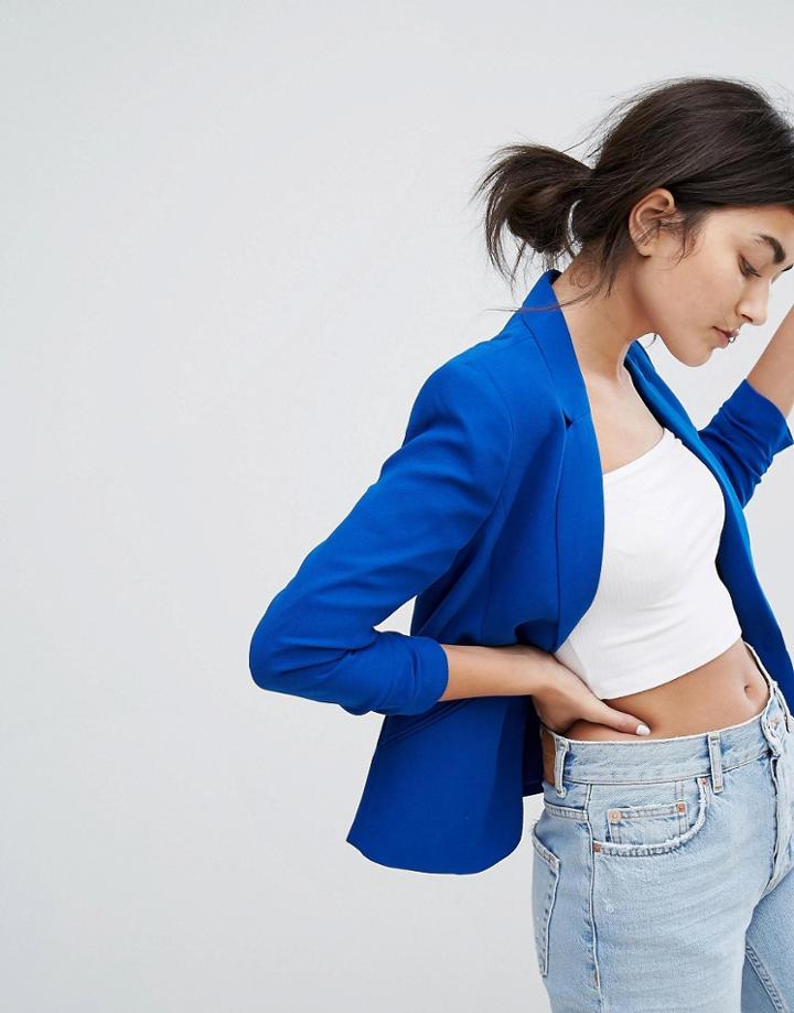 Bershka Bright Tailored Blazer - Blue