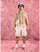 Asos Design Oversized Short In All Over Wave Print Mesh - Part Of A Set-multi
