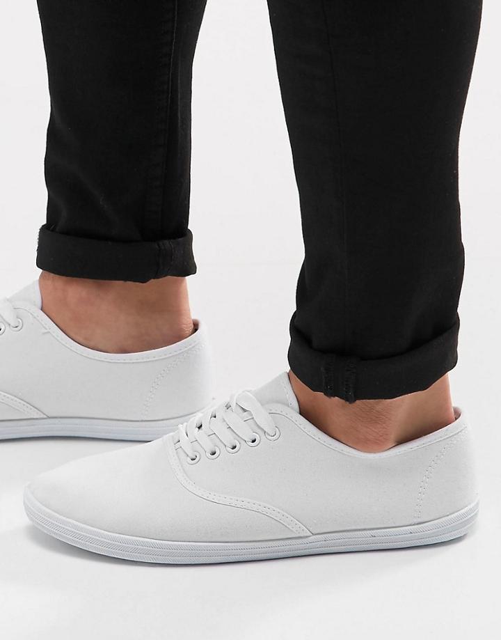 Asos Sneakers In White Canvas - White