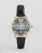Vivienne Westwood Leadenhall Black Leather Watch Vv163bkbk - Gold
