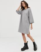 Noisy May 2/3 Sleeve Sweatshirt Dress In Gray - Gray