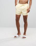 Asos Swim Shorts In Light Yellow Short Length - Yellow