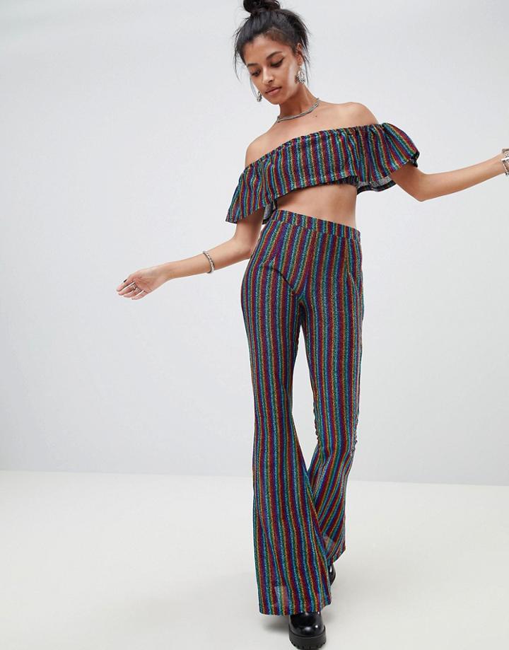 Elsie & Fred Bandeau Top In Glitter Stripe Two-piece - Multi