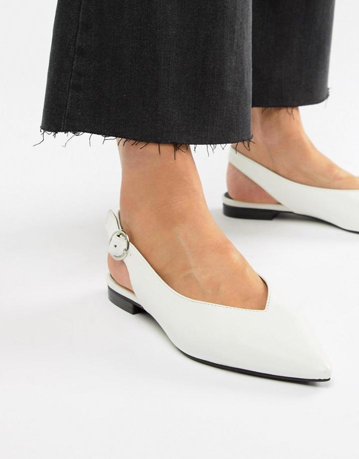 Asos Design Lasca High Vamp Pointed Ballet Flats - White